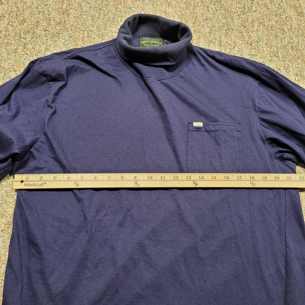 Polo Country Ralph Lauren Shirt Mens Medium Blue Turtleneck Pullover Long Sleeve - Picture 10 of 15